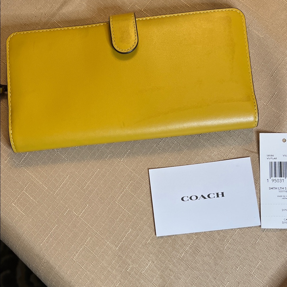 Coach Vibrant Yellow Mustard Leather Wallet - Picture 3 of 9